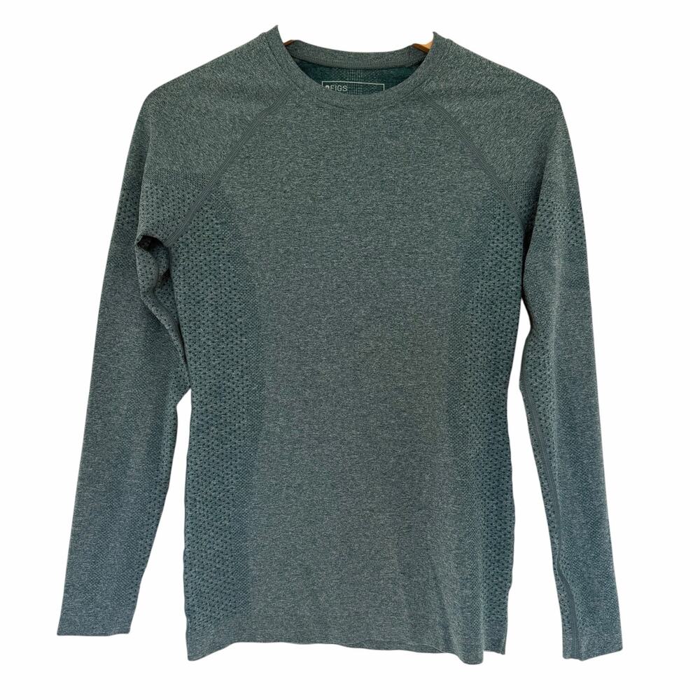 Figs Green Salta Seamless Long Sleeve Underscrub Top Shirt Sz S